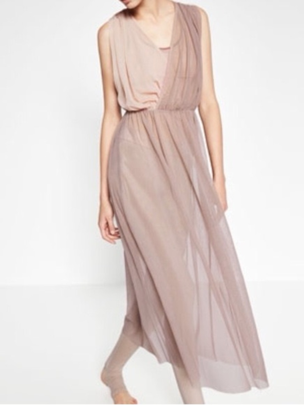 Zara Contrast Tulle Mesh Ballerina Dress